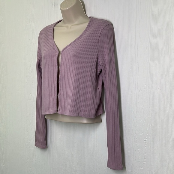 Madewell - Provence Grape Ribbed Cute Hook And Eye Closure Cardigan Size Small - Picture 7 of 12